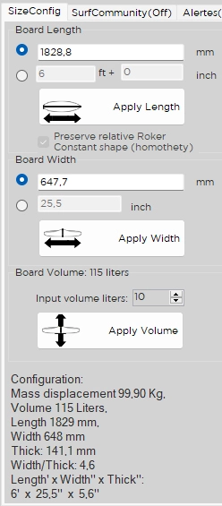 surf configuration volume